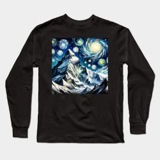 Mount Everest Starry Night - Beautiful Iconic Places Long Sleeve T-Shirt